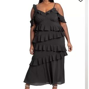 ELOQUII Asym Ruffle Maxi Dress Sz 14